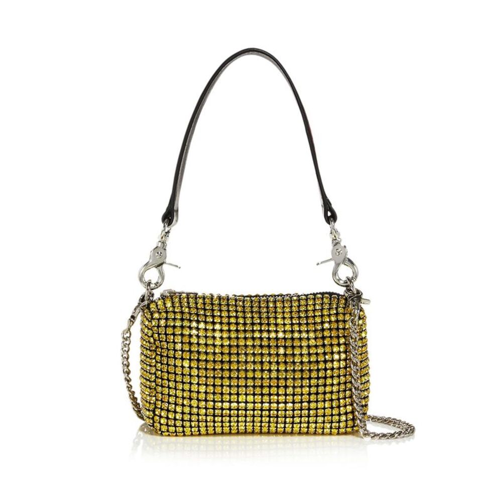 BRUCEGLEN Women's Yellow Embellished Chain Crossbody 20In Single Shoulder Bag